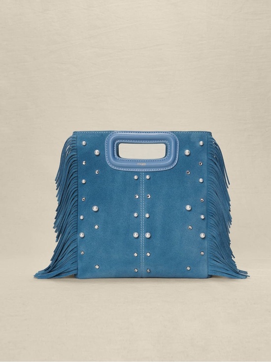 Maje Handbags - MAJE NWT BLUE SUEDE EMBELLISHED FRINGE BAG